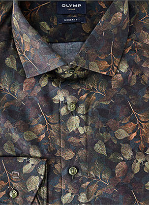 Chemise manches longues imprimé fantaisie vert OLYMP homme