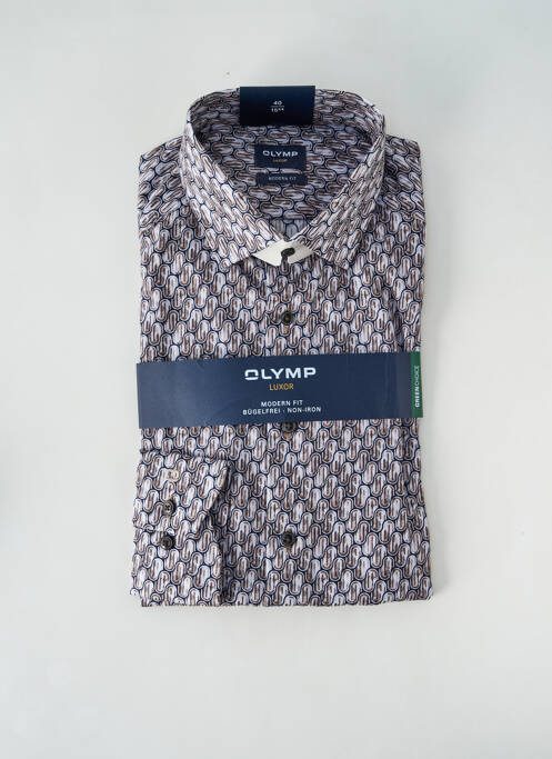 Chemise manches longues marron OLYMP pour homme