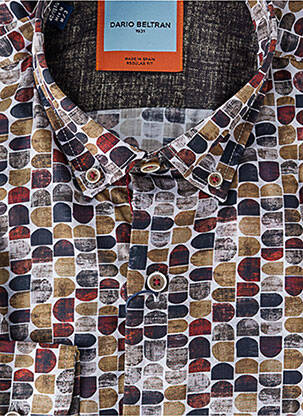 Chemise manches longues imprimé fantaisie marron DARIO BELTRAN homme