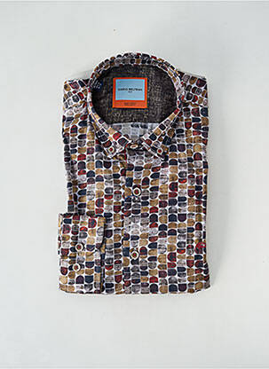 Chemise manches longues marron DARIO BELTRAN pour homme