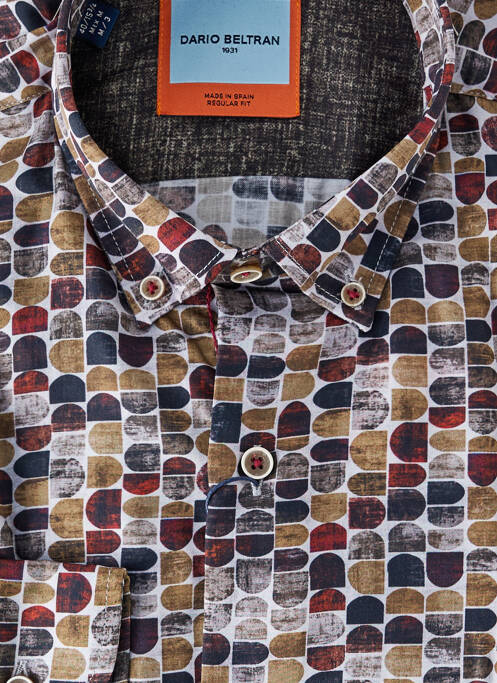 Chemise manches longues marron DARIO BELTRAN pour homme