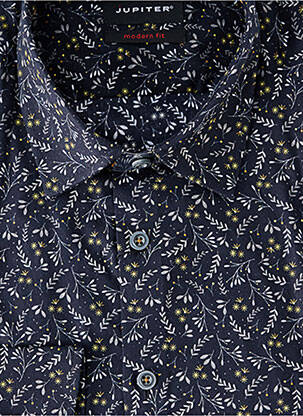 Chemise manches longues imprimé fantaisie noir JUPITER homme