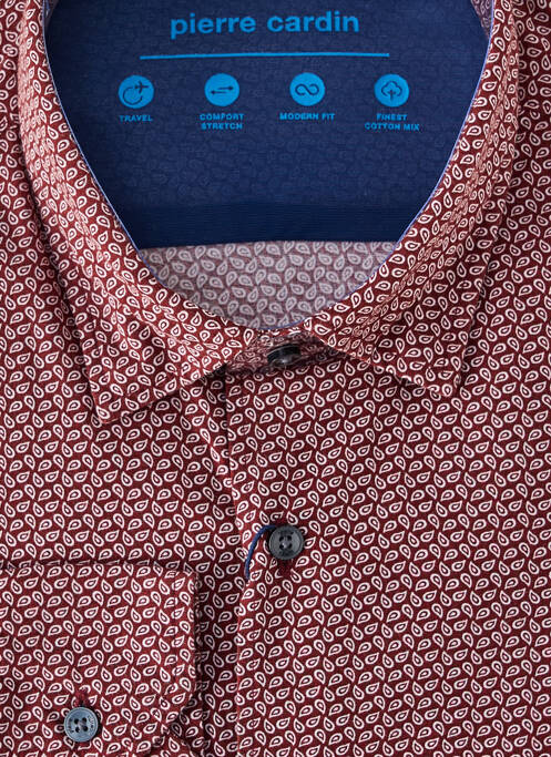Chemise manches longues imprimé fantaisie rouge PIERRE CARDIN homme