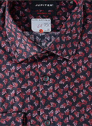 Chemise manches longues imprimé fantaisie noir JUPITER homme