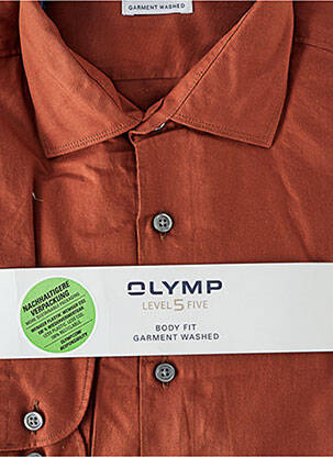 Chemise manches longues tissage popeline marron OLYMP homme