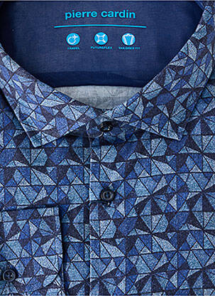 Chemise manches longues imprimé fantaisie bleu PIERRE CARDIN homme