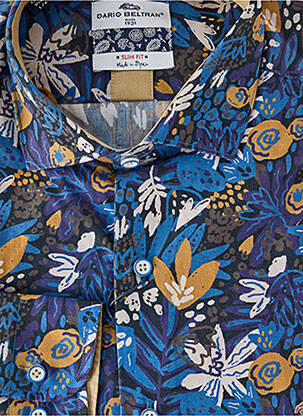Chemise manches longues imprimé fantaisie bleu DARIO BELTRAN homme