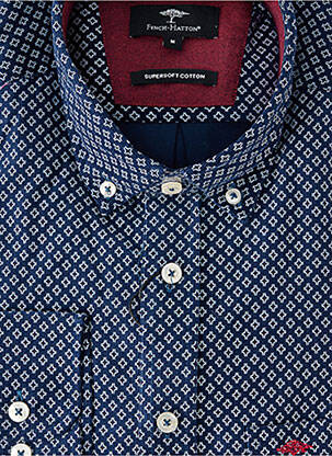 Chemise manches longues imprimé fantaisie bleu FYNCH-HATTON homme
