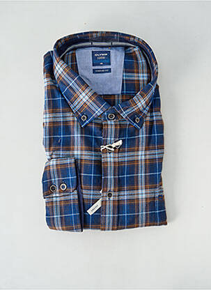 Chemise manches longues coupe droite bleu OLYMP homme