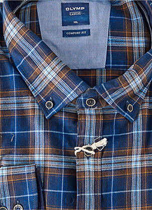 Chemise manches longues coupe droite bleu OLYMP homme
