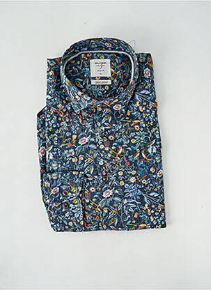 Chemise manches longues tissage popeline bleu OLYMP homme