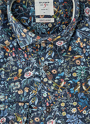 Chemise manches longues tissage popeline bleu OLYMP homme