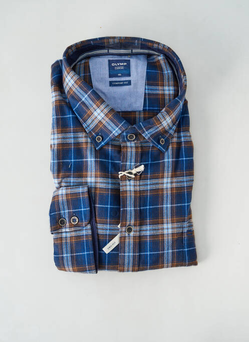Chemise manches longues coupe droite bleu OLYMP homme