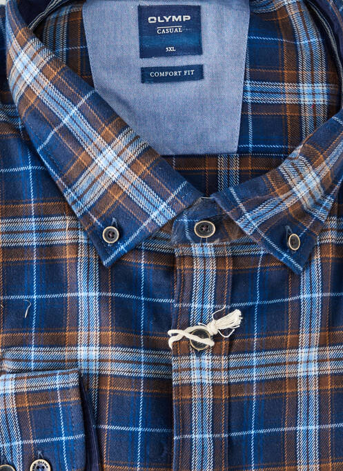 Chemise manches longues coupe droite bleu OLYMP homme