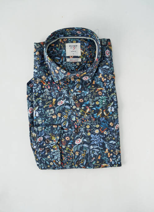 Chemise manches longues tissage popeline bleu OLYMP homme
