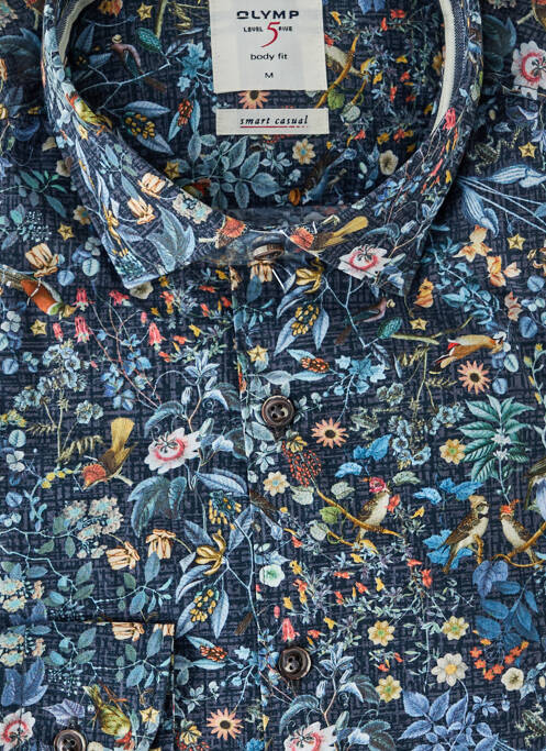 Chemise manches longues tissage popeline bleu OLYMP homme
