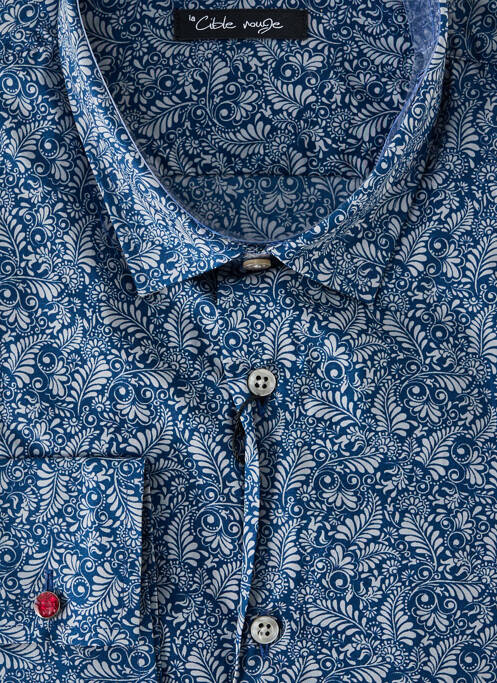 Chemise manches longues imprimé fantaisie bleu LA CIBLE ROUGE homme