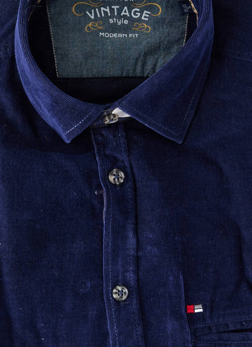 Chemise manches longues coupe cintrée bleu JUPITER homme