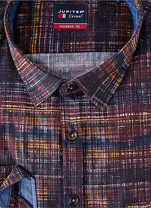 Chemise manches longues imprimé fantaisie bleu JUPITER homme