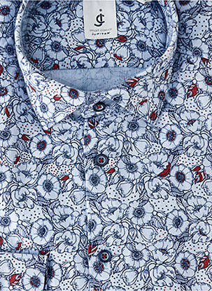 Chemise manches longues coupe cintrée bleu JUPITER homme
