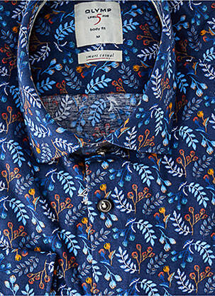 Chemise manches longues fermeture boutonnée sur le devant bleu OLYMP homme