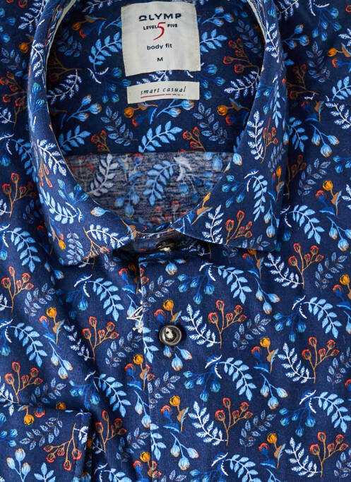 Chemise manches longues fermeture boutonnée sur le devant bleu OLYMP homme