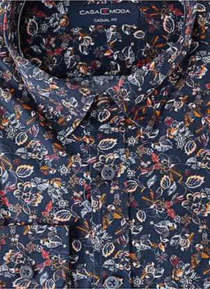 Chemise manches longues coupe droite bleu CASAMODA homme