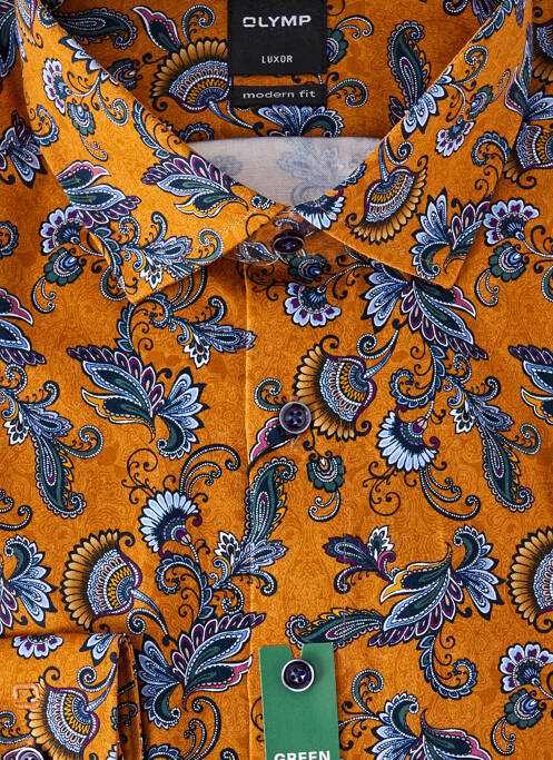Chemise manches longues imprimé fantaisie orange OLYMP homme
