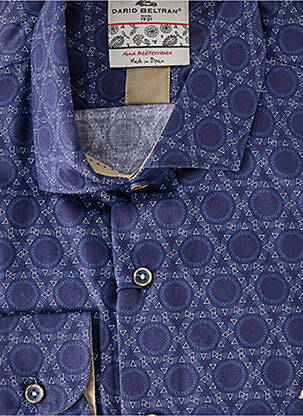 Chemise manches longues imprimé fantaisie bleu DARIO BELTRAN homme