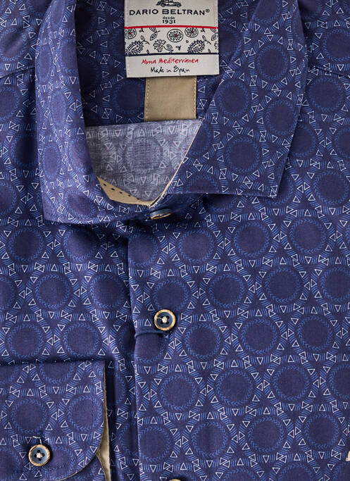 Chemise manches longues imprimé fantaisie bleu DARIO BELTRAN homme