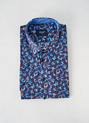 Chemise manches courtes imprimé fantaisie bleu CHATEL homme