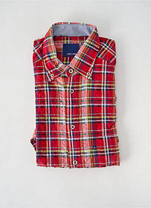Chemise manches courtes imprimé carreaux rouge KING'S ROAD homme