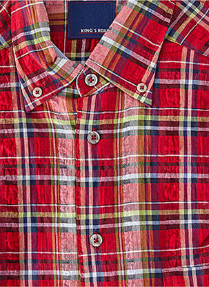 Chemise manches courtes imprimé carreaux rouge KING'S ROAD homme