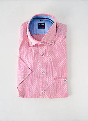Chemise manches courtes imprimé fantaisie rose OLYMP homme