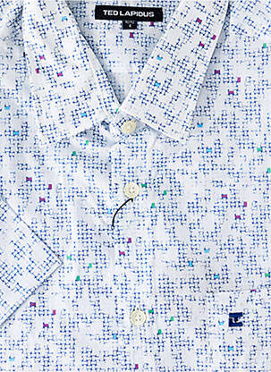 Chemise manches courtes imprimé fantaisie blanc TED LAPIDUS homme