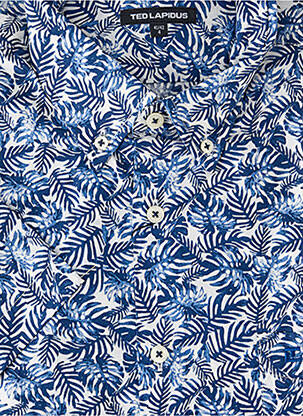 Chemise manches courtes imprimé fantaisie bleu TED LAPIDUS homme