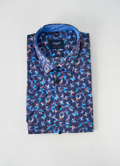 Chemise manches courtes imprimé fantaisie bleu CHATEL homme