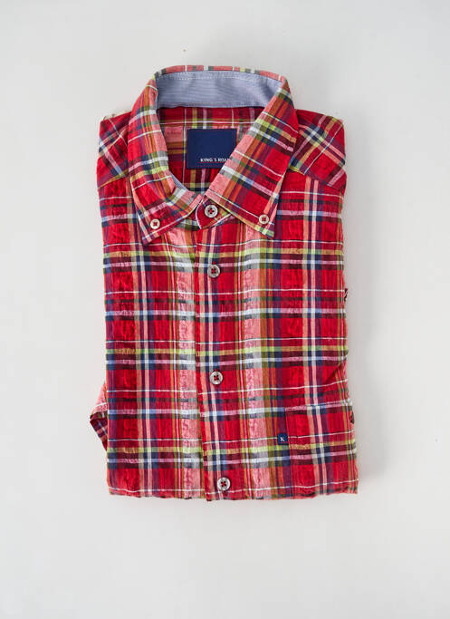 Chemise manches courtes imprimé carreaux rouge KING'S ROAD homme