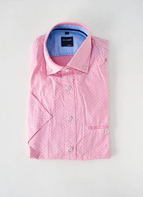 Chemise manches courtes imprimé fantaisie rose OLYMP homme