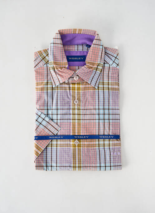 Chemise manches courtes imprimé carreaux violet WESLEY homme