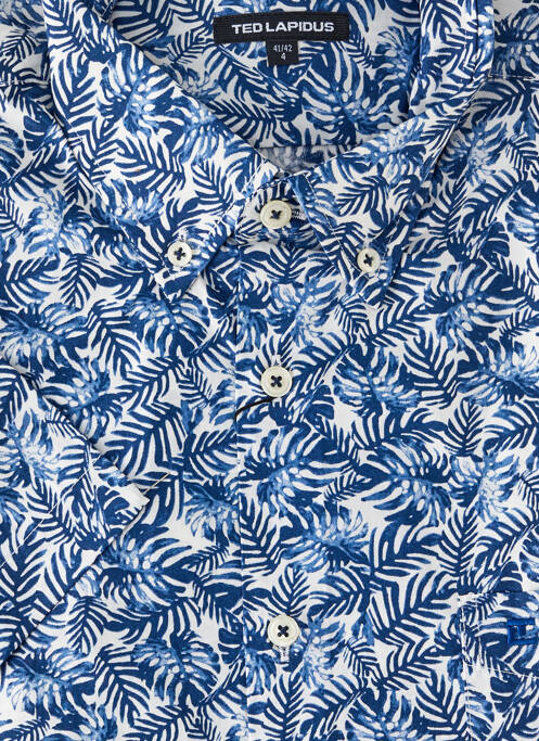 Chemise manches courtes imprimé fantaisie bleu TED LAPIDUS homme
