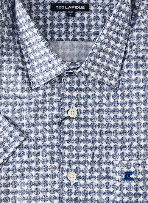 Chemise manches courtes imprimé fantaisie bleu TED LAPIDUS homme