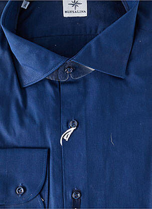 Chemise manches longues tissage popeline bleu BLUSALINA homme