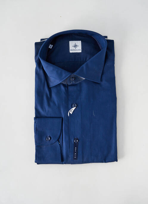 Chemise manches longues tissage popeline bleu BLUSALINA homme