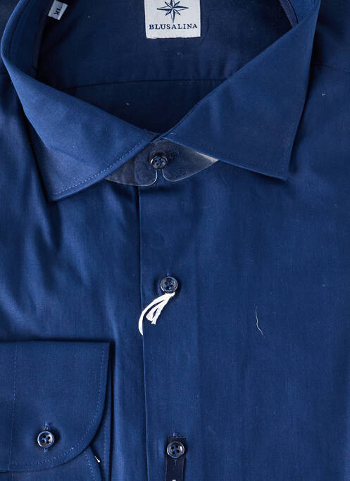 Chemise manches longues tissage popeline bleu BLUSALINA homme