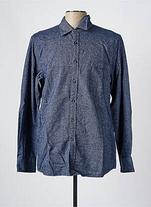 Chemise manches longues coupe droite bleu MUSTANG homme