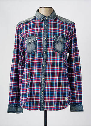 Chemise manches longues rouge MUSTANG pour homme