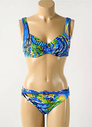 Maillot de bain 2 pièces stretch haut soutien-gorge balconnet bleu SUNMARIN femme