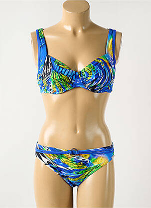 Maillot de bain 2 pièces stretch haut soutien-gorge balconnet bleu SUNMARIN femme