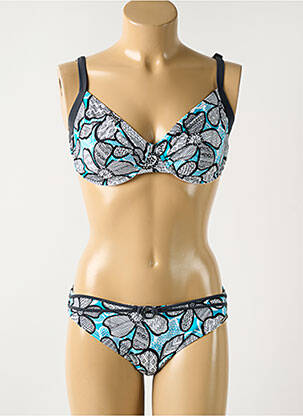 Maillot de bain 2 pièces stretch haut soutien-gorge emboitant bleu SUNMARIN femme